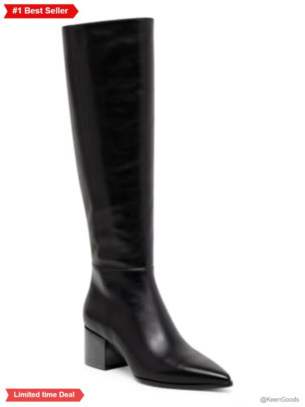 Womens Knee High Boots Chunky Heel Pointed Toe Faux Leather Tall Dress Boots